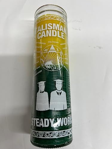Steady Work (Trabajo Fijo) Unscented 2 Color (Yellow/Green) Pillar Candle in Glass