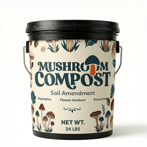 Mushroom Soil Compost Pail Organic Nutrient-Rich Garden Soil for Vegetables Flowers Raised Beds Lawn & Planting Mix (24 lb)