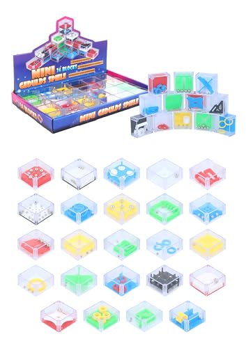 Henbrandt 24 x Maze Puzzle Blocks 3D Puzzle Box 5.3cm Kids Brain Teasers Labyrinth Fidget Toys Party Bag Favours Loot Bag Fillers Lucky Dip Favours Stocking Fillers for Boys and Girls