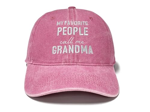 GDIQ My Favorite People Called Me Grandma Hat, Gifts for Proud Grandmother Nana Granny, Cute Cotton Washed Pink Baseball Cap for Women
