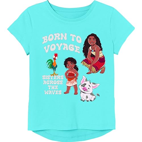 Disney 2 Short Sleeve T-Shirt-Moana, Simea, Heihei-Girls Sizes 2-16