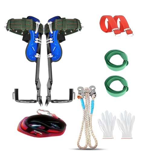 KIRJAUDU Baumkletter-Set, Baumkletter-Spike mit doppelten Stahlkrallen, 2 Gängen und 5-Punkt-Sicherheitsgurt, verbesserte Diamantkrallen, einstellbare Schafthöhe