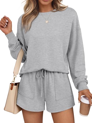 LILLUSORY Lounge Sets for Women Sweat Matching Two Piece Short