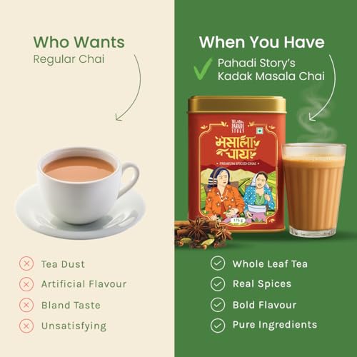Image of The Pahadi Story Masala Chai 350g (175g x 2) - Assam Harvest Blend with 100% Natural Spices, Rainy Season Special Tea Powder, Aromatic Chai Masala