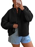LILLUSORY Cardigan Sweaters for Women 2024 Fall Black Chunky Knit Long Cardigans Cashmere Sweater Jackets Ladies Trendy Oversized Cute Outfits Fashion Winter Clothes, Small