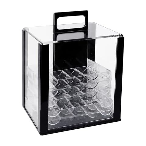 GSE Games & Sports Expert Poker Chip Case, Hold 1,000 Chips, Casino Grade Acrylic Poker Chips Holder with 10 Poker Chip Trays for Any Thickness Chips Cover
