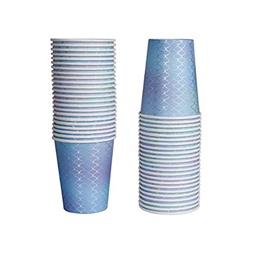 Image of Wanna Party Mermaid Theme Paper Cups 9 oz.for Mermaid Party Supplies /Underwater Party Supplies /Birthday Decorations for Girls-8 Pcs
