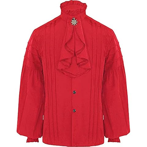 KXZD Mens Medieval Shirt Ruffled Tunic Pirate Costume Costume for Pirate Fancy Dress Mens Lace up Pirate Shirt Gothic Renaissance Shirts Victorian Medieval Costume Halloween Blouse Tops Cover