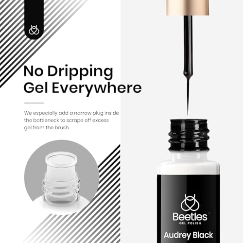 Image of beetles Gel Polish Nail Art Liner Gel Polish Set- 2 Popular Black White Colors Nail Polish Gel Paint for Swirl Nails Built Thin Nails Art Brush in Gel Pens UV Soak off Gifts for Women