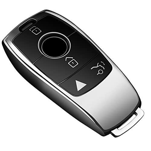 Image of Tukellen For Mercedes Benz Key Fob Car Key Cover,Special Soft TPU Key Case Protector Compatible With 2017-2023 E-Class 2018-2021 S-Class 2019-2023 A-Class C-Class G-Class-Silver