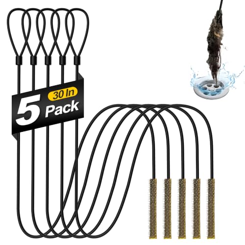 Drain Snake 30 Inches, Metal Drain Clog Remover for Shower Drain, 5 Pack