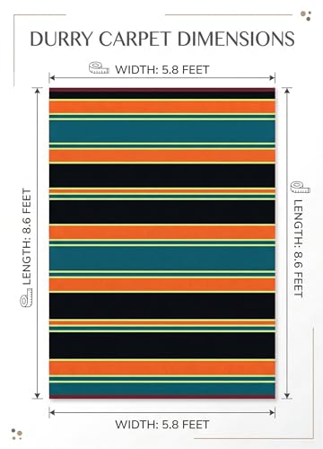 Image of BSB HOME Modern Striped Area Rug - Vibrant Multicolor Living Room Carpet, Soft Plush Floor Mat, Contemporary Home Decor Accent, Durable Non-Slip, 8.6 x 5.8 ft (262 x 177 cm) (Multicolor)
