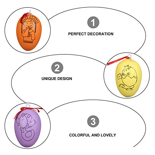 Ovo de Páscoa Pintado à Mão Ovo de Plástico Falso para Pintar Festas de Páscoa Ornamento para Pendur