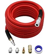 YOTOO Hybrid Air Hose 1/2-Inch I.D. by 50-Feet Long 3/8 inch MNPT Solid Brass Fittings 300 PSI He...