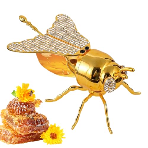 Bee Honey Jar – Support transparent de 15,7 x 10,4 x 7,6 cm, gadget de cuisine élégant, tâches de cuisson du matin avec cuillère | Décoration de gâteaux, célébrations saisonnières, stations de