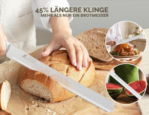 Nachschärfbares Brotmesser für selbstgebackenes Brot, 29,5 cm langes Multifunktionsmesser mit Wellenschliff… – Ansicht 5