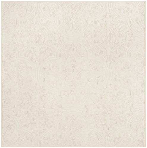 Image of Martha Stewart x SAFAVIEH Area Rug Collection - 6' Square, Ivory, Handmade Wool, Ideal for Living Room, Bedroom, Office, Dining Space (MSR3511C)