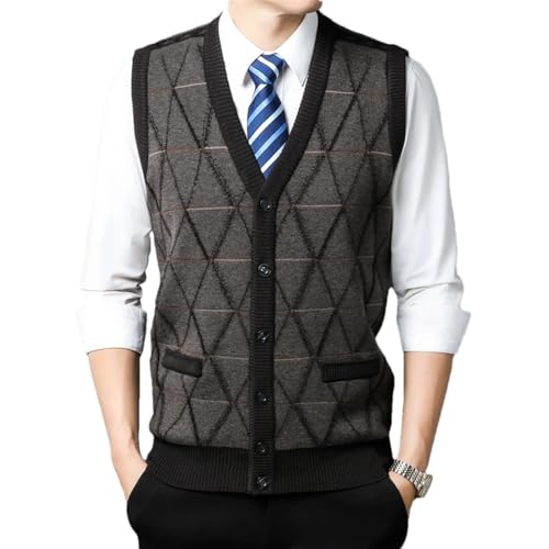 Bollrllr 2024 Winter Men's Wool Knitted Vest Fashionable Sleeveless Cardigan Vest Warm Retro Vest - Main Image