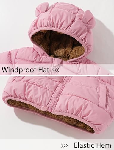 Happy Cherry Toddler Baby Boy Girls Winter Warm Hooded Jacket Sherpa Fleece Zip Up Coat Quilted Thicken Outerwear 1-8Y3