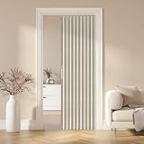 AJAZZ 100% Blackout Magnetic Door Curtain Accordion Doors Interior Accordion Door Closet Doors Curtain Invisible Applicable Bedroom Room Living Room Doorway (Cream White 52