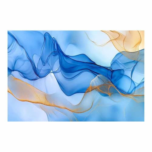 Peinture fluide bleu doré AMXBZC tableau déco pour votre cuisine et bar