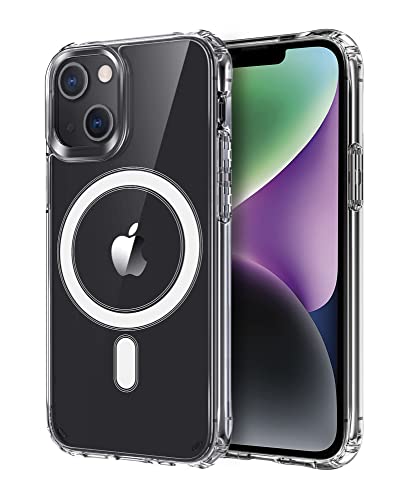 ICOVERI Compatible with iPhone 14 Case, Magnetic, Compatible with QI Wireless Charging Accessories, Hybrid, Transparent