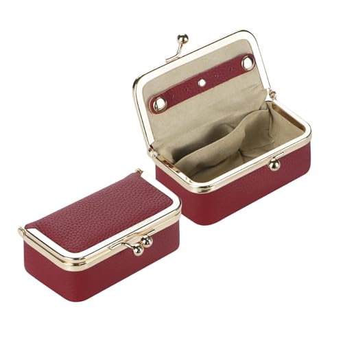 Mini estuche para anillos y aretes portátil joyero de cuero genuino ideal para el bolso diario