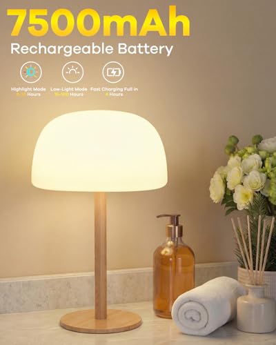 Image of Waterproof Shower Lamp Cordless Lamp - 7500mAh Rechargeable Table Lamp, Bathroom Lamp, RGB 15 Colors & 3 Color Temperature Touch Dimmable, Shower Light for Inside Shower, Bathtub, Bedroom,1PC