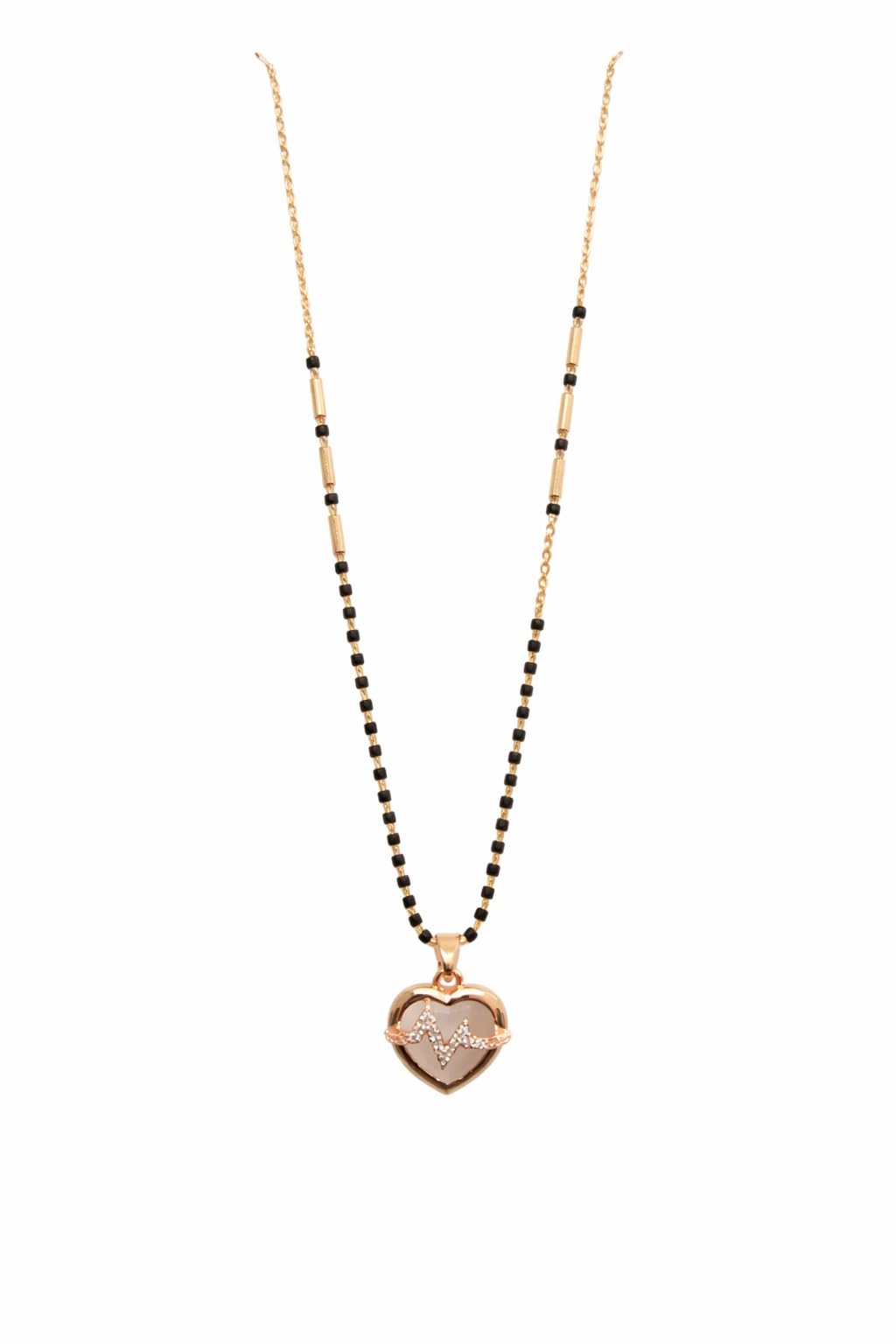 Rose Plated Anti-Tarnish Finish Traditional Mangalsutra for Women | Black Bead Chain with Heart Style | Elegant Daily & Wedding Jewellery-image-27