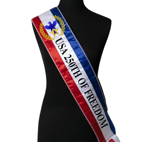 OAEUQ America 250 Sash 250th Anniversary Patriotic Sash Independence Day Parade Sash 4th of July Shoulder Sash 1776 2026 Celebration Decor Custom Patriotic Sash Parade Costume Accessory