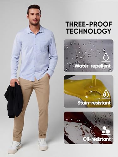JMIERR Men's Classic-Fit Casual Cotton Twill Pant Water-Repellent Stain-Resistant Stretch Chino Pants2