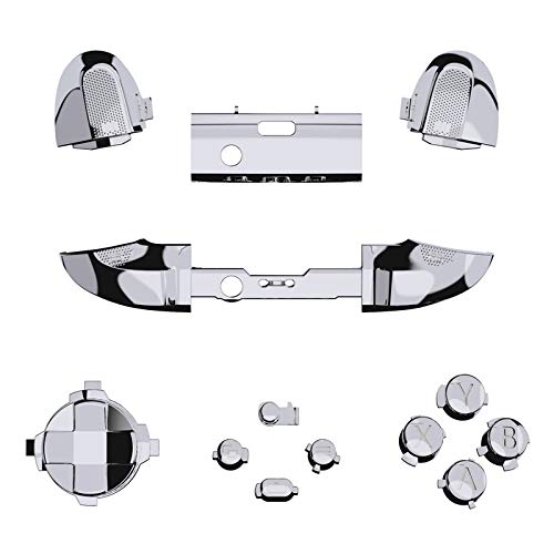 eXtremeRate Replacement Buttons for Xbox Core Wireless Controller, Chrome Silver Glossy Custom LB RB LT RT Bumpers Trigers Dpad ABXY Start Back Sync Share Keys Parts for Xbox Series X & S Controller