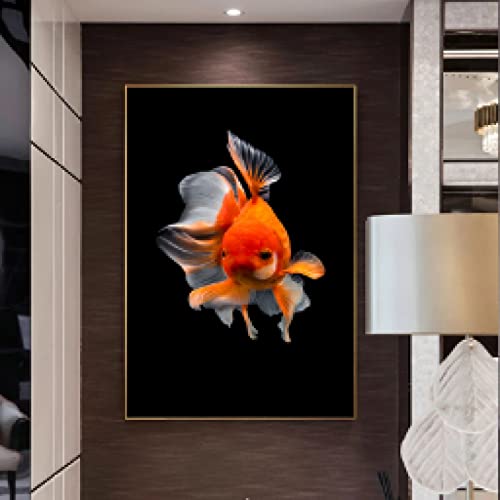 Poisson rouge affiche toile murale moderne décoration maison peinture abstraite 70x100cm