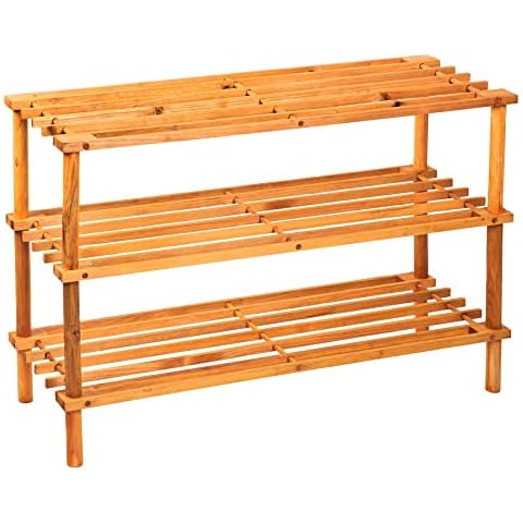 iTrend 3 Tier Wooden Shoe Rack with Storage Cover