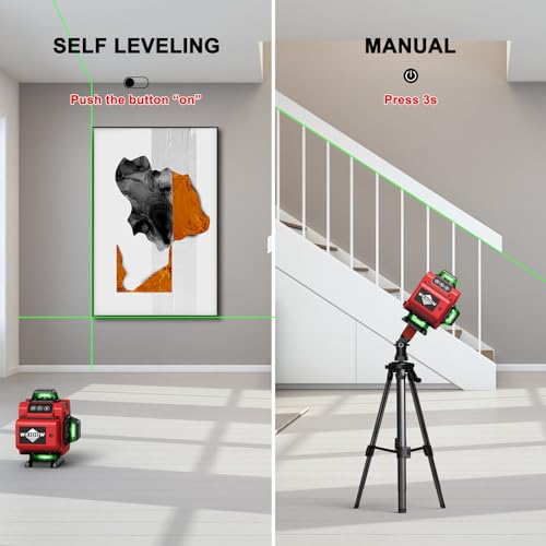 Weiddw Laser Level,Weiddw 4D 16 Lines Laser Level 4X360 Self Leveling Tool For Construction And Picture Handing Green Cross Line Vertical And Horizontal Line Leveler Tool With Two Rechargable Batteries thumb #3