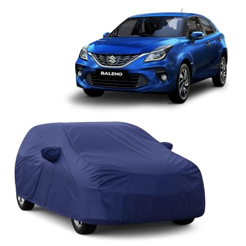 Image of Waterproof Car Cover for Maruti Suzuki Baleno | Dust Proof, UV Protection, Scratch Proof Fabric | Comes with Mirror Pockets | Triple Stitching | Includes Elastic Grip (Navy Blue)