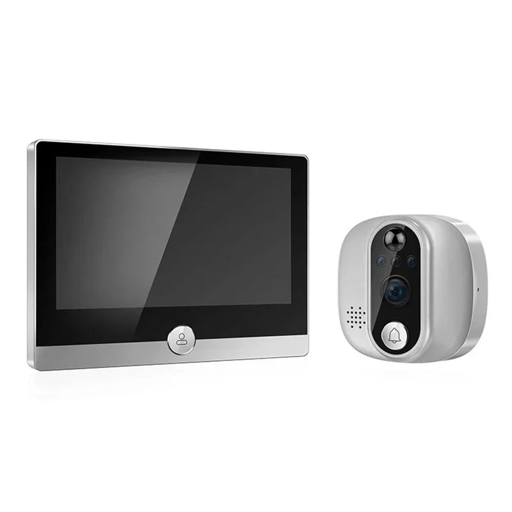 Wifi - Mirilla para puerta con pantalla a color de 4,3 pulgadas, 1080P HD, lente gran angular de 167°, detector de movimiento, compatible con Alexa, comunicación bidireccional, para seguridad