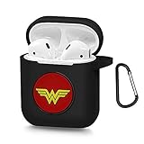 Airpods Case,3D Super Hero Silicone Airpods Charging Dock Cover,Shockproof Full Protective Skin Cases + Carabiner Keychain for Apple Airpods Wonder Woman (#03)