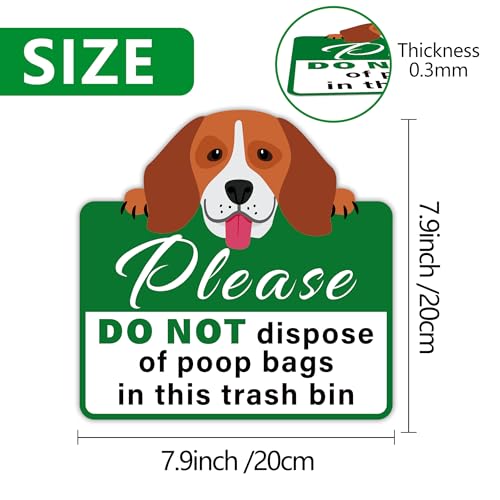 Image of Please Do Not Dispose Poop Bags in Trash Bin Sign, Self-Adhesive Weatherproof Do not Throw Dog Poop Bag in This Trash Can Sticker, Trash Can Lable for Home, House, Yard, Restaurant（7.9 inch x 7.9 inch）