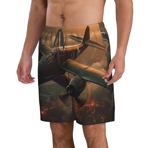 Men's Swim Trunks Quick Dry Beach Shorts Summer Bathing Suit World War Aircraft Swimwear Beachwear with Pockets2