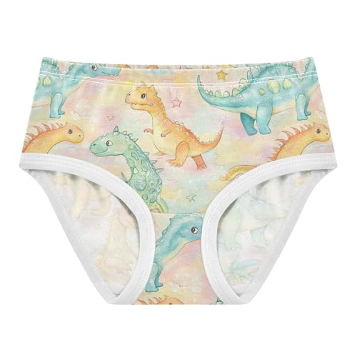 Wusikd Colorful Dinosaurs Girls' Underwear Cotton Rainbow Girls Briefs Soft Toddler Underwear 2T