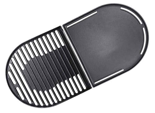 Dongftai CC1E (2-Pack) 13' × 12.4' Cast Iron Grill Parts with Cooking Griddle and Grill Grates for Coleman Roadtrip Swaptop Grills LX LXE LXX