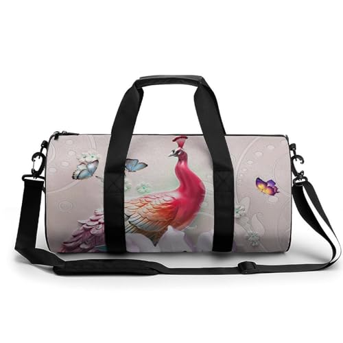 Sac de sport papillon et paon 45cm pour gym et voyage