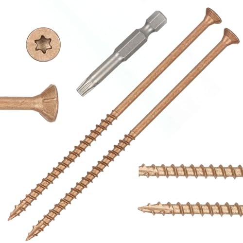 Image of Wood Screws #10 x 5'', T25 Star Torx Drive Flat Head Deck Screws, Brown, 42Pcs (1lb)