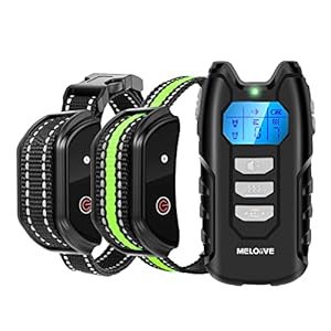Meloive Collar de Adiestramiento para Perros Recargable con 2 Receptores, Collar para Perros 100% Impermeable con Bloqueo de Seguridad, Modos de Pitido, Vibración y E, hasta 1000 m de Alcance Remoto.