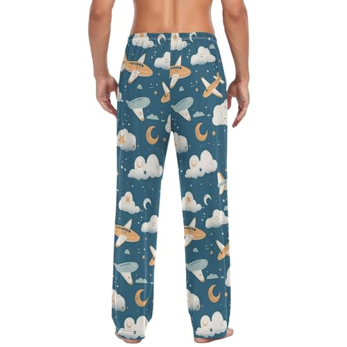 Vdsrup Men's Pajama Pants Clolud Airplanes Pajama Pants for Men PJs Bottoms Drawstring Pockets Sleep Lounge Pants S2