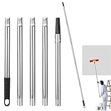 Extension Pole 71inch Adjustable Paint Rollers Brush Extension Pole 5 Pieces Stainless Steel Pole for Window Squeegee Ceiling Cleaning Tools