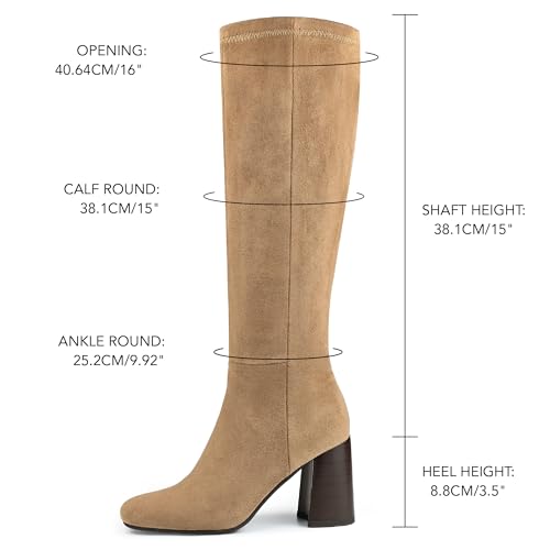 Image of Women's Knee High Boots Faux Leather Square To Tall Boots Fashion Chunky Block Heel Long Boots with Side Zip