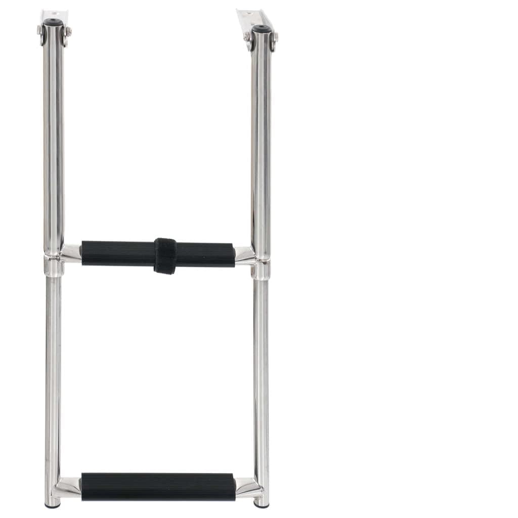 Escabeau télescopique à 2 marches en acier inoxydable pour piscines et bateaux, antidérapante, pliable, charge jusqu'à 200 kg