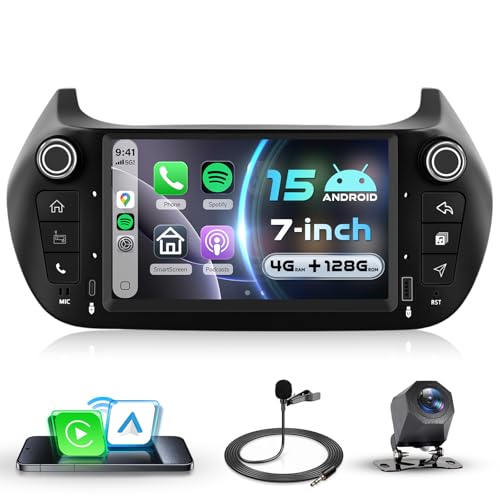 VECHTEL 4G+128G Autoradio Android 15 pour Fiat Fiorino/Qubo/Peugeot Bipper/Citroen Nemo, 7'' IPS Écran Tactile avec Carplay Android Auto sans Fil GPS Wi-FI...